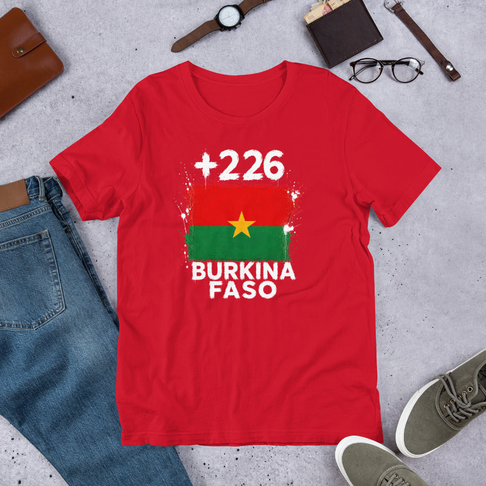 T-shirt Burkina Faso Red vue de face, drapeau burkinabé