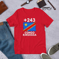 T-shirt RDC Red vue de face, drapeau congolais