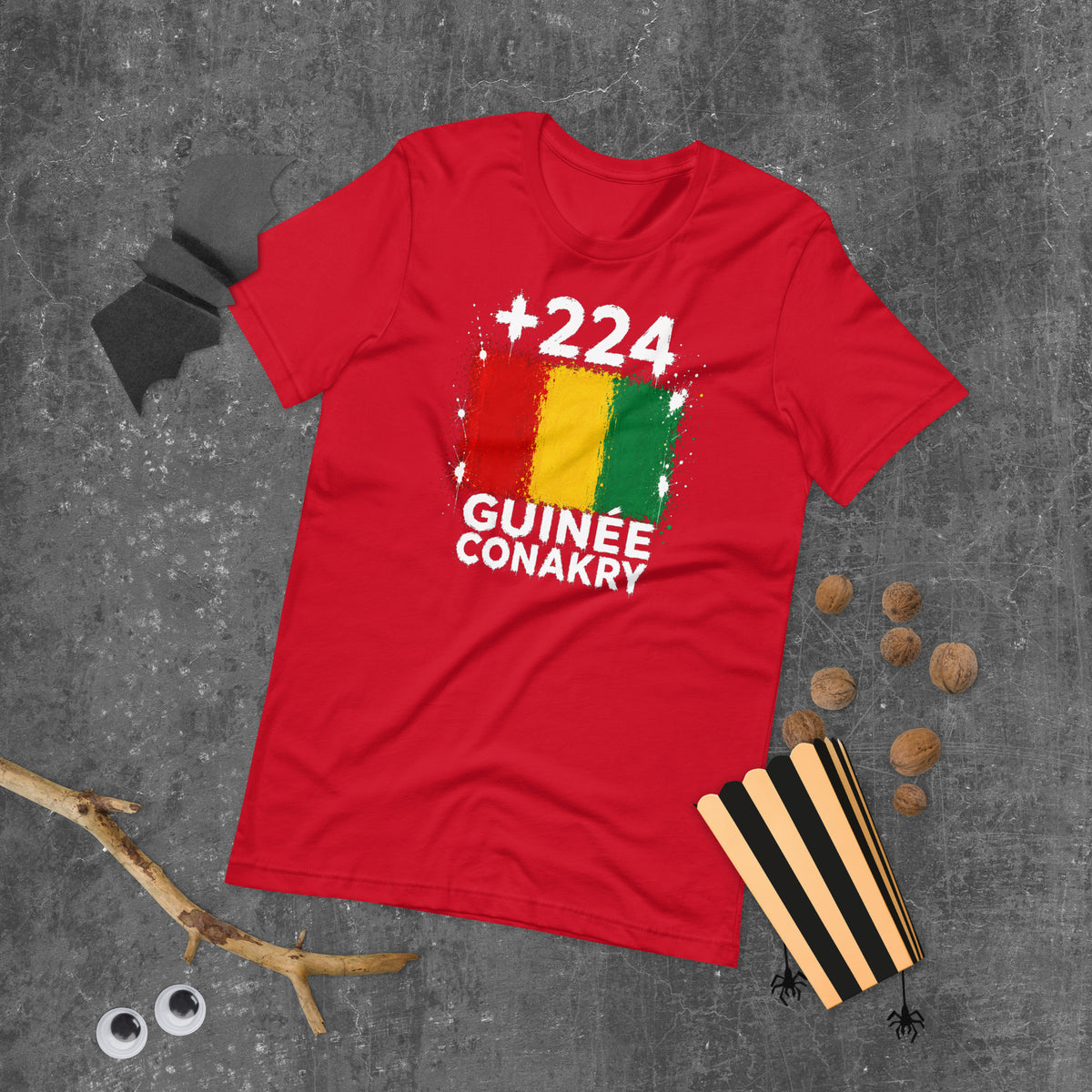 T-shirt Guinée Conakry Red vue de face, drapeau guinéen