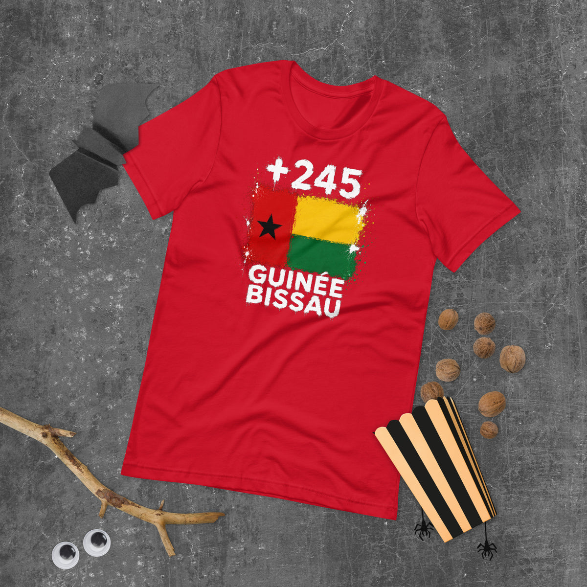 T-shirt Guinée-Bissau Red vue de face, drapeau bissau-guinéen