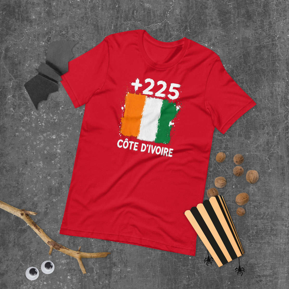 T-shirt Côte d'Ivoire Red vue de face, drapeau ivoirien
