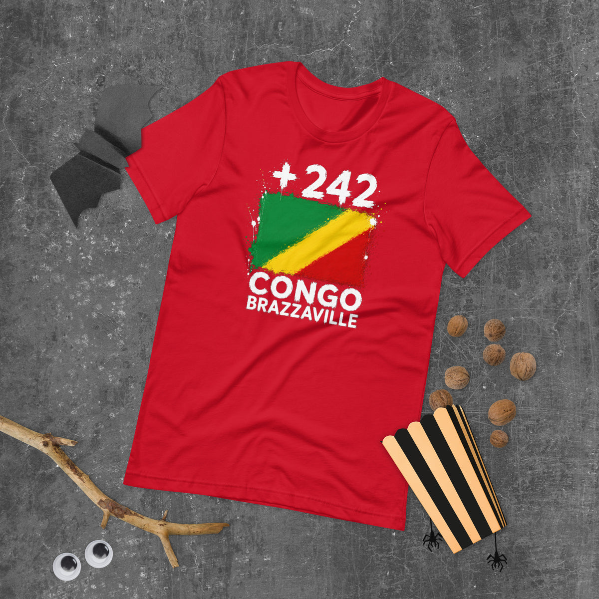 T-shirt Congo Brazzaville Red vue de face, drapeau congolais