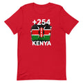 T-shirt Kenya +254 rouge vue de face, sérigraphie drapeau kényan