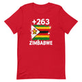 T-shirt Zimbabwe +263 rouge vue de face, sérigraphie drapeau zimbabwéen