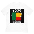 T-shirt Bénin +229 Blanc - design drapeau béninois