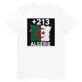 T-shirt Algérie +213 Blanc, design drapeau algérien - vue de face