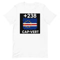 T-shirt Cap-Vert +238 Blanc, design drapeau cap-verdien - vue de face