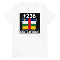 T-shirt Centrafrique +236 Blanc, design drapeau centrafricain - vue de face