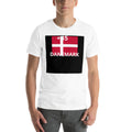 T-shirt Danemark +45 Blanc, design drapeau danois - vue de face