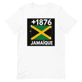 T-shirt Jamaïque +1876 Blanc, design drapeau jamaïcain - vue de face