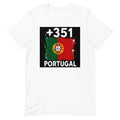 T-shirt Portugal +351 Blanc, design drapeau portugais - vue de face