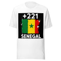 T-shirt Sénégal +221 Blanc, design drapeau sénégalais - vue de face