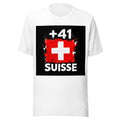 T-shirt Suisse +41 Blanc, design drapeau suisse - vue de face