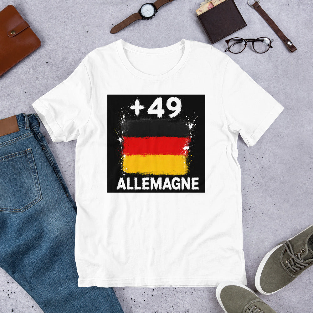T-shirt Allemagne +49 Blanc, vue de face