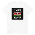 T-shirt Kenya +254 blanc vue de face, sérigraphie drapeau kényan