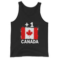 Débardeur noir Canada +1 avec drapeau canadien floqué effet éclaboussure de peinture - Indicatif Fier