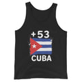 Débardeur noir Cuba +53 avec drapeau cubain floqué effet éclaboussure de peinture - Indicatif Fier