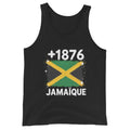 Débardeur noir Jamaïque +1876 avec drapeau jamaïcain floqué effet éclaboussure de peinture - vue de face - Indicatif Fier