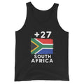 Débardeur Afrique du Sud +27 noir - face avant avec drapeau sud-africain