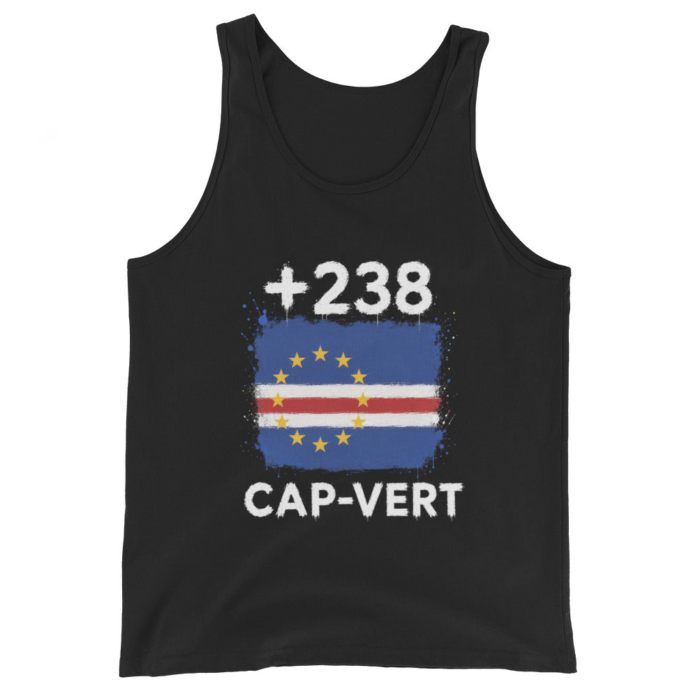 Débardeur Cap-Vert +238 vue de face, drapeau et indicatif floqués