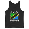 Débardeur Tanzanie +255 vue de face, design drapeau tanzanien
