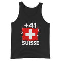 Débardeur noir Suisse +41 avec design drapeau suisse imprimé