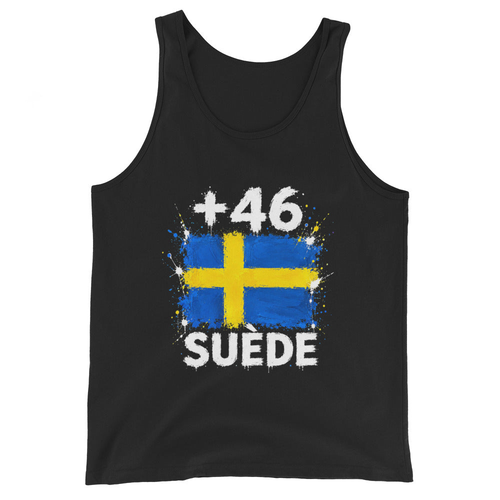 Débardeur Suède +46 - Noir avec drapeau suédois