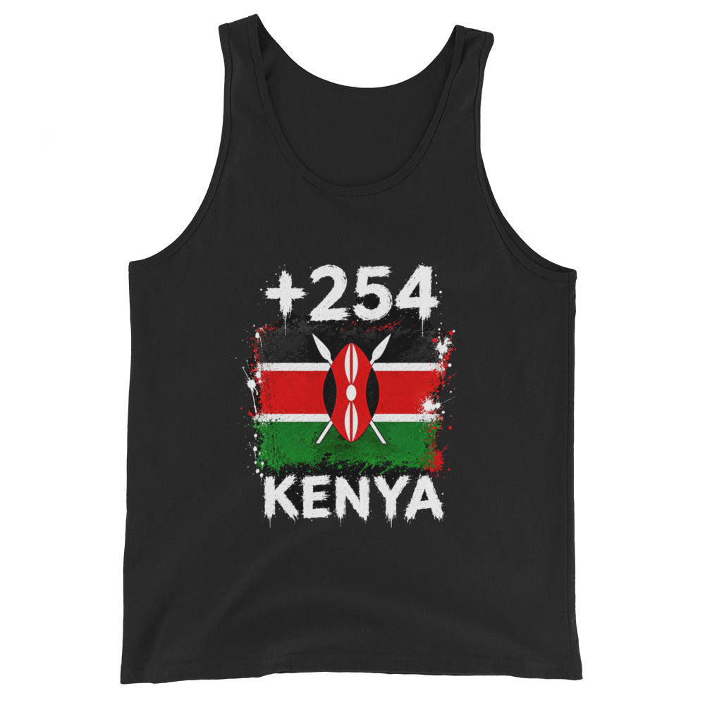 Débardeur Kenya +254 vue de face, design drapeau kényan