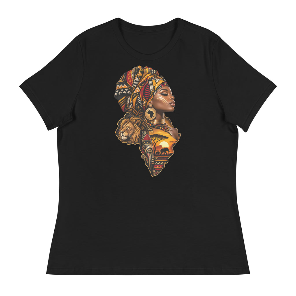 T-shirt Noir Africa Queen - vue de face - African Generation