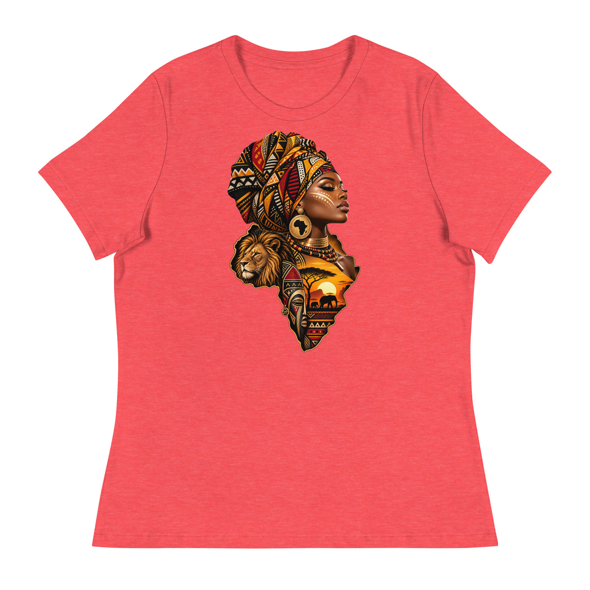 T-shirt Rouge Africa Queen - vue de face - African Generation