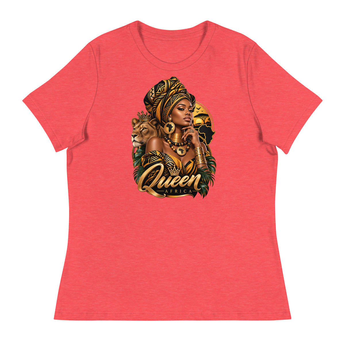 T-shirt Rouge Queen Africa - vue de face - African Generation
